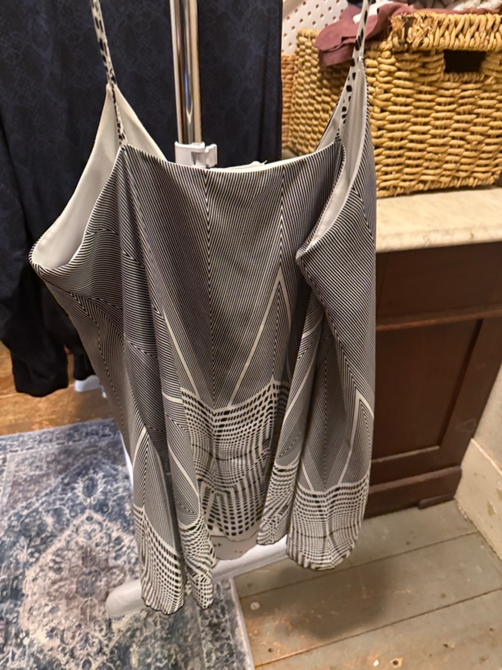 Neutral Geometric Print Slip Dress